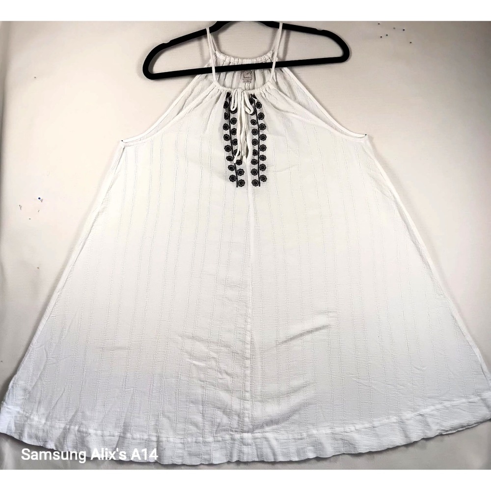 Loft Anne Taylor Sz M White Eyelet Lace‎ Boho Summer Dress or Tunic Shirt Cotton